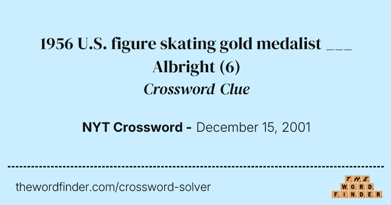 1956 U.S. figure skating gold medalist ___ Albright crossword clue image