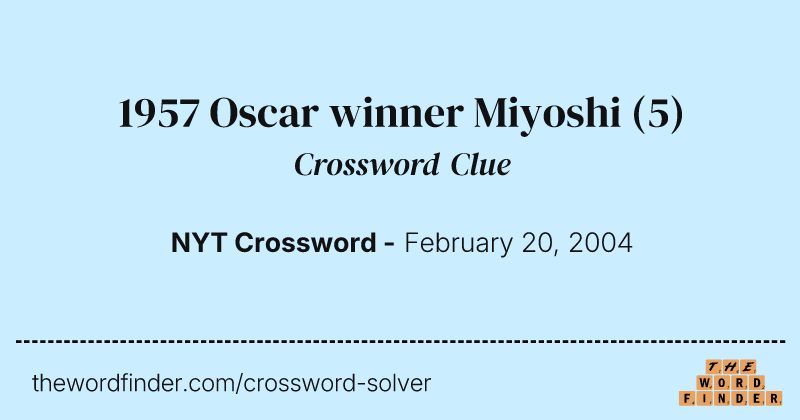 1957 Oscar winner Miyoshi crossword clue image