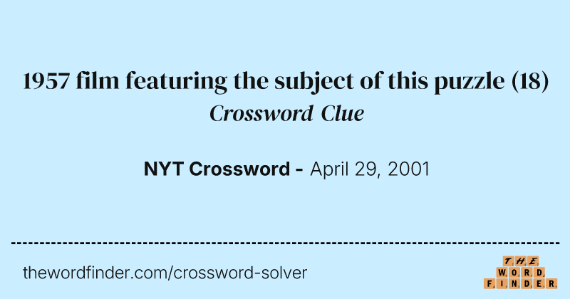 1957 film featuring the subject of this puzzle crossword clue image