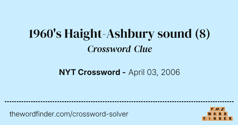 1960's Haight-Ashbury sound crossword clue image