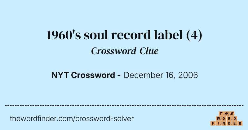 1960's soul record label crossword clue image