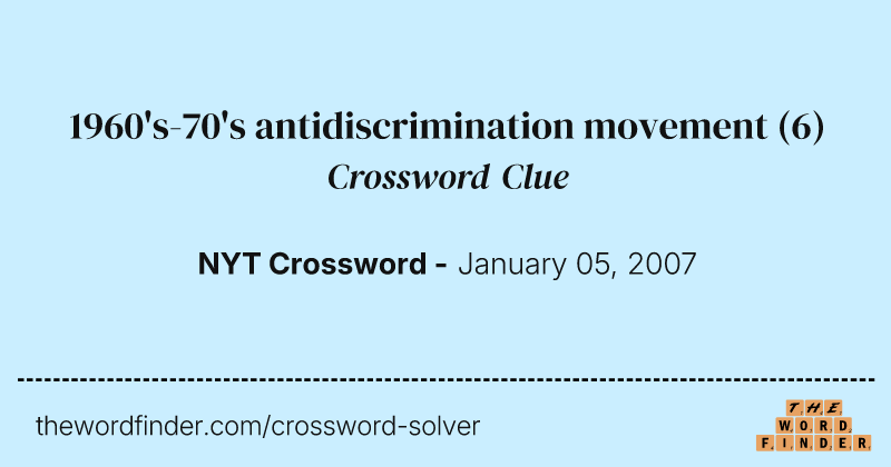 1960's-70's antidiscrimination movement crossword clue image