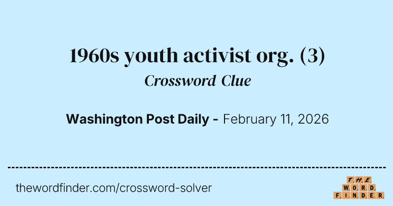 1960s youth activist org. crossword clue image