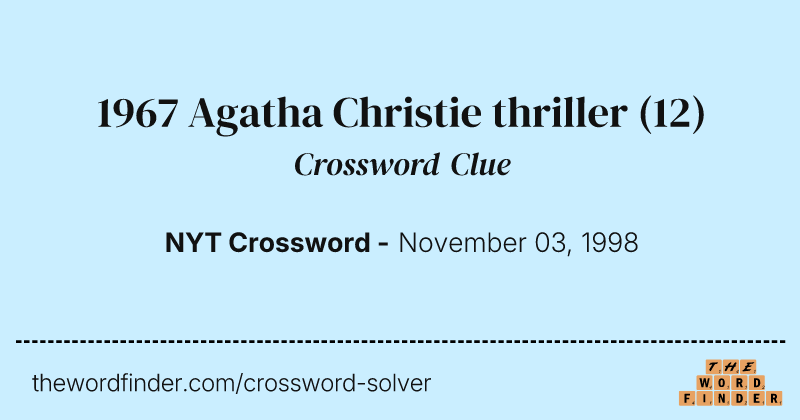 1967 Agatha Christie thriller crossword clue image