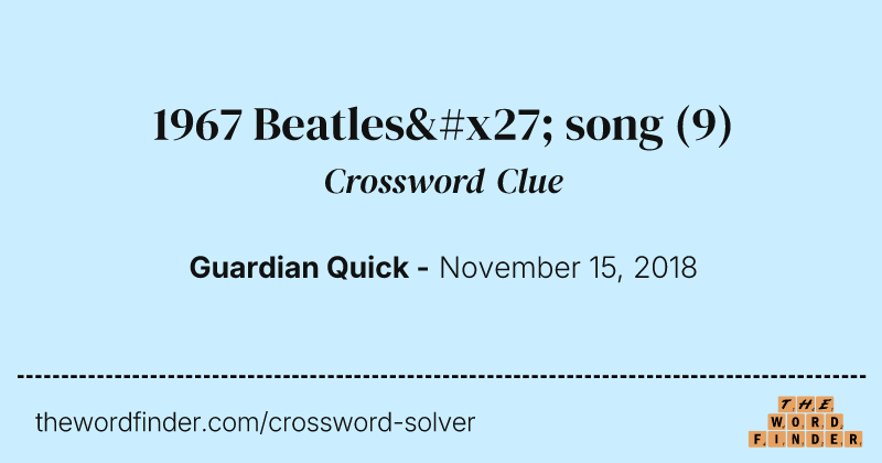1967 Beatles' song crossword clue image