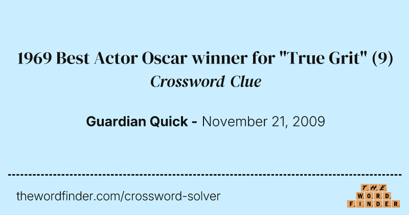 1969 Best Actor Oscar winner for "True Grit" crossword clue image