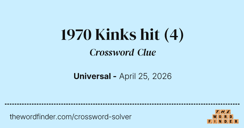 1970 Kinks hit crossword clue image