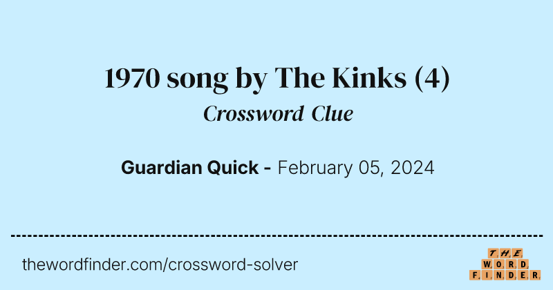 1970 song by The Kinks crossword clue image