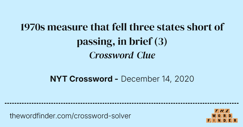 1970s measure that fell three states short of passing, in brief crossword clue image