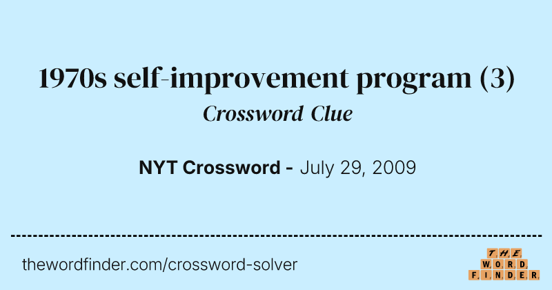 1970s self-improvement program crossword clue image