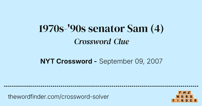 1970s-'90s senator Sam crossword clue image