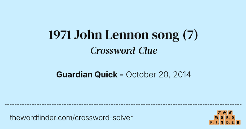 1971 John Lennon song crossword clue image