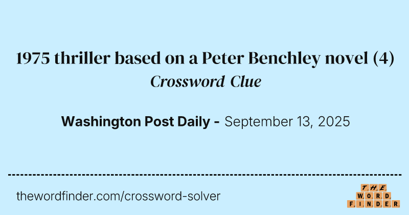 1975 thriller based on a Peter Benchley novel crossword clue image