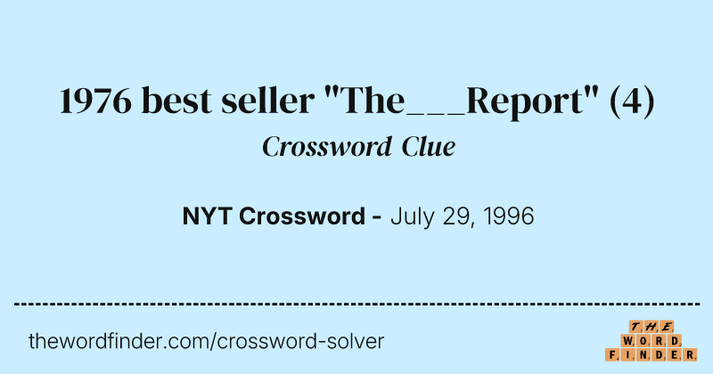 1976 best seller "The___Report" crossword clue image