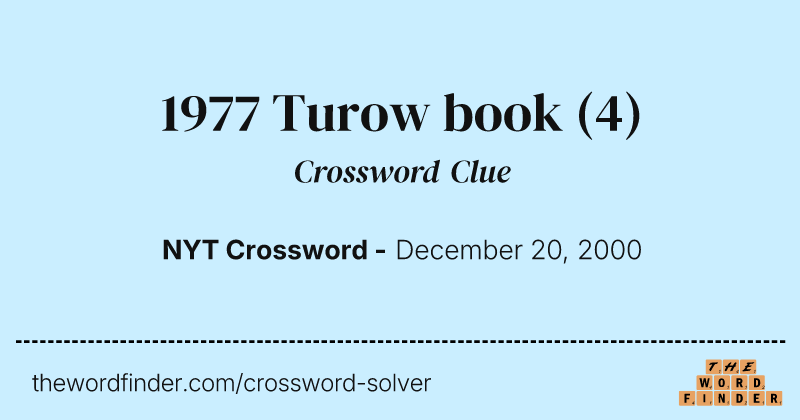 1977 Turow book crossword clue image