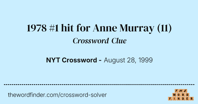 1978 #1 hit for Anne Murray crossword clue image