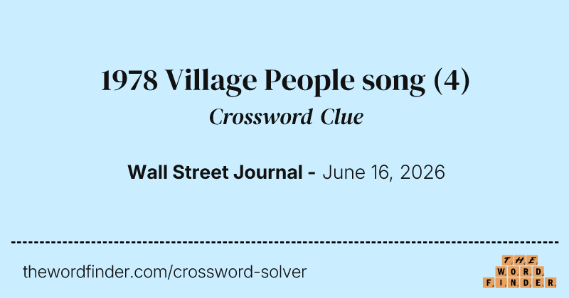 1978 Village People song crossword clue image
