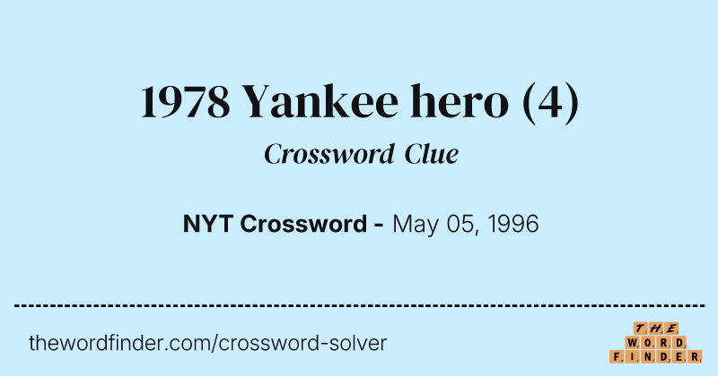1978 Yankee hero crossword clue image