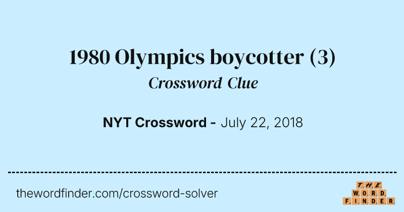 1980 Olympics boycotter crossword clue image
