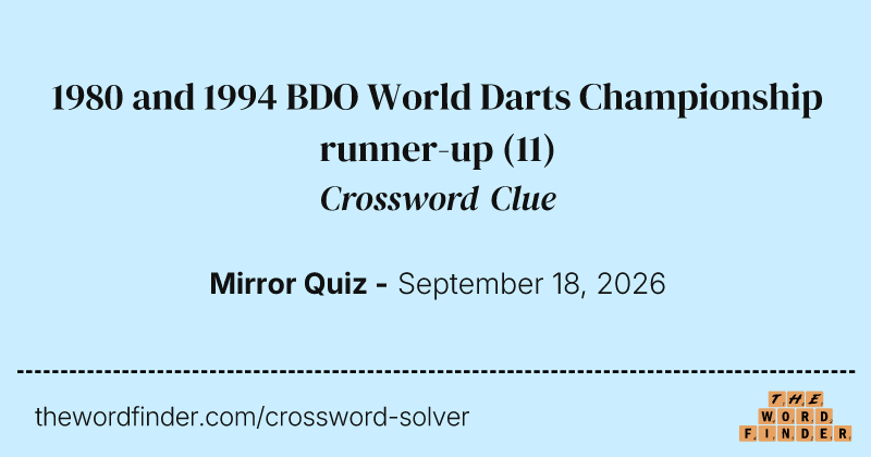 1980 and 1994 BDO World Darts Championship runner-up crossword clue image