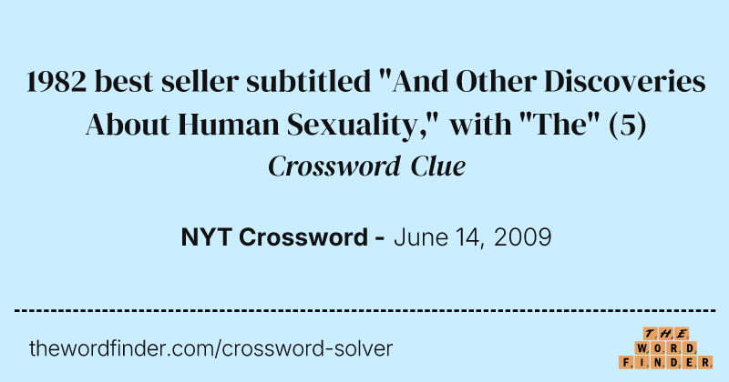 1982 best seller subtitled "And Other Discoveries About Human Sexuality," with "The" crossword clue image