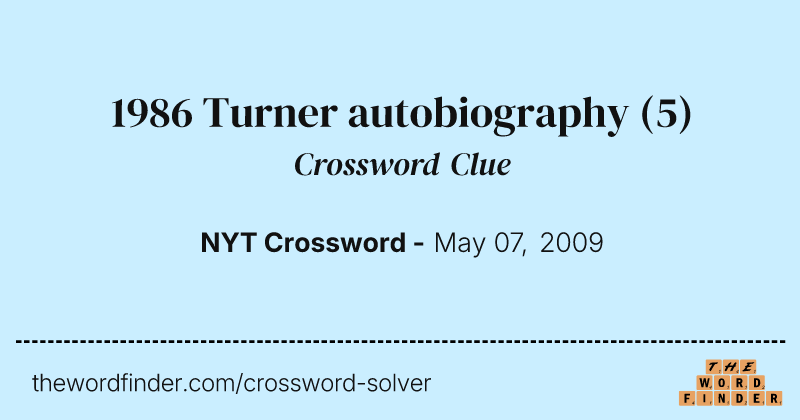 1986 Turner autobiography crossword clue image