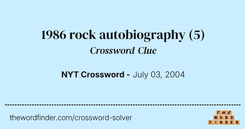 1986 rock autobiography crossword clue image