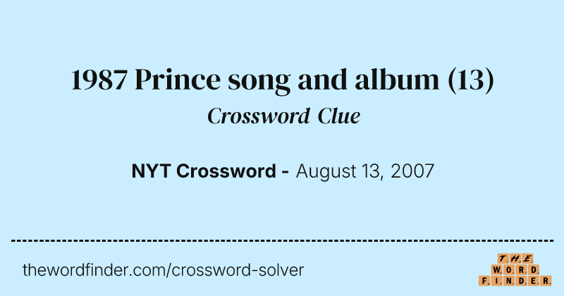 1987 Prince song and album crossword clue image