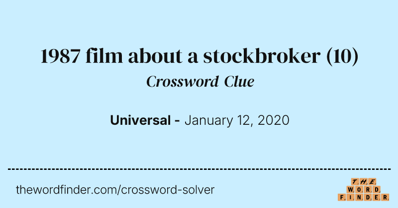 1987 film about a stockbroker crossword clue image