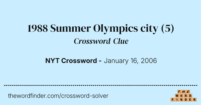 1988 Summer Olympics city crossword clue image