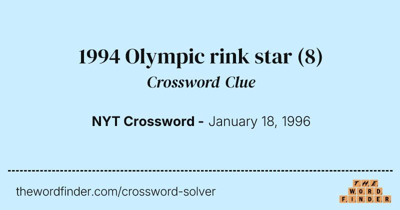 1994 Olympic rink star crossword clue image