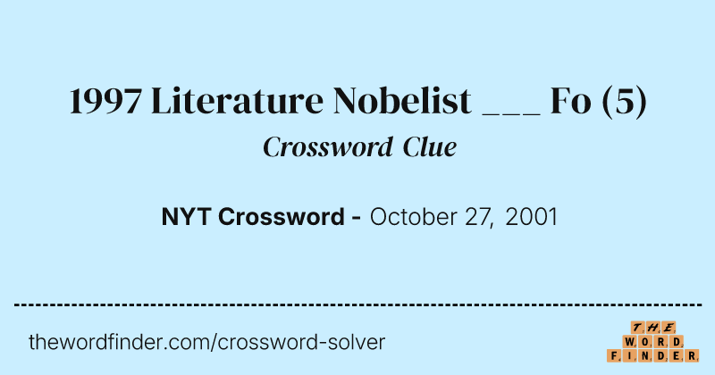 1997 Literature Nobelist ___ Fo crossword clue image