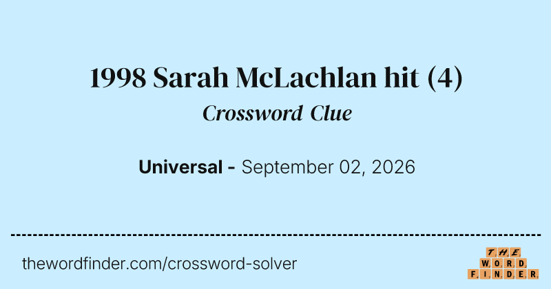 1998 Sarah McLachlan hit crossword clue image