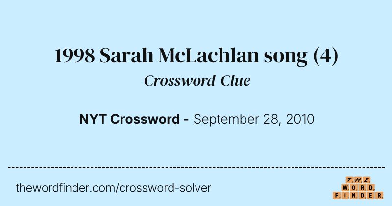 1998 Sarah McLachlan song crossword clue image