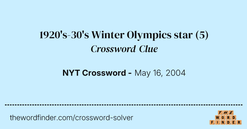 1920's-30's Winter Olympics star crossword clue image