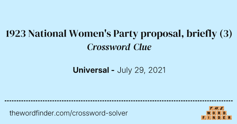 1923 National Women's Party proposal, briefly crossword clue image