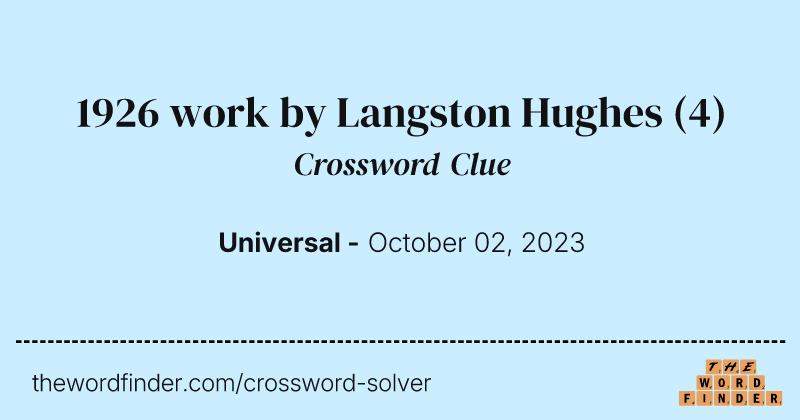 1926 work by Langston Hughes crossword clue image