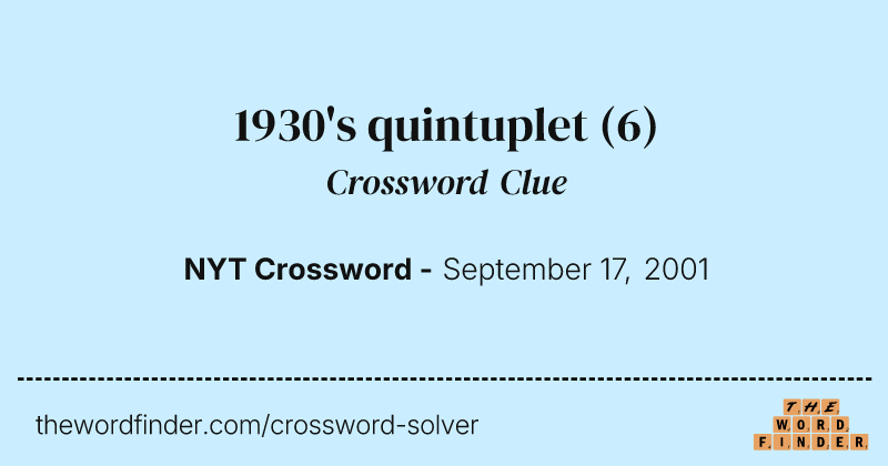 1930's quintuplet crossword clue image