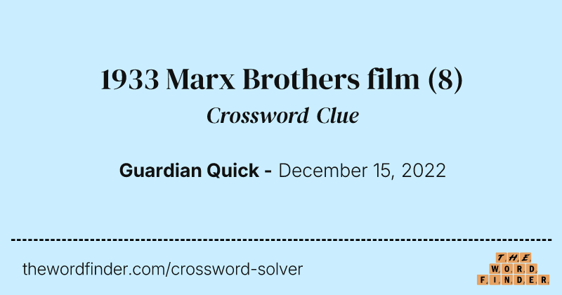 1933 Marx Brothers film crossword clue image