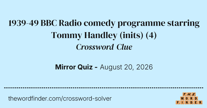 1939-49 BBC Radio comedy programme starring Tommy Handley (inits) crossword clue image