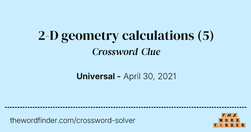 2-D geometry calculations crossword clue image