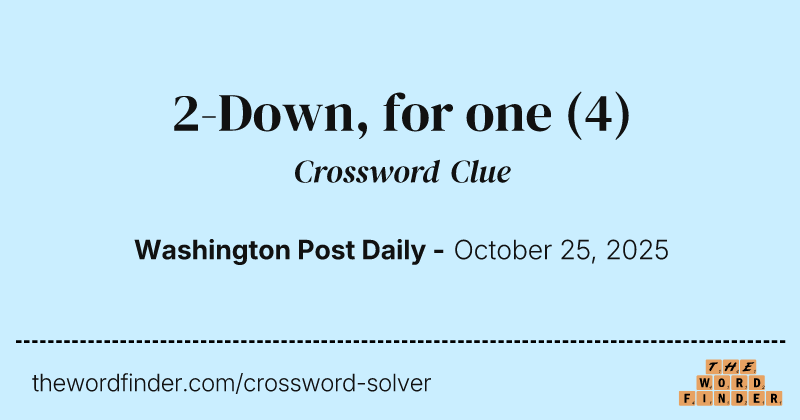 2-Down, for one crossword clue image