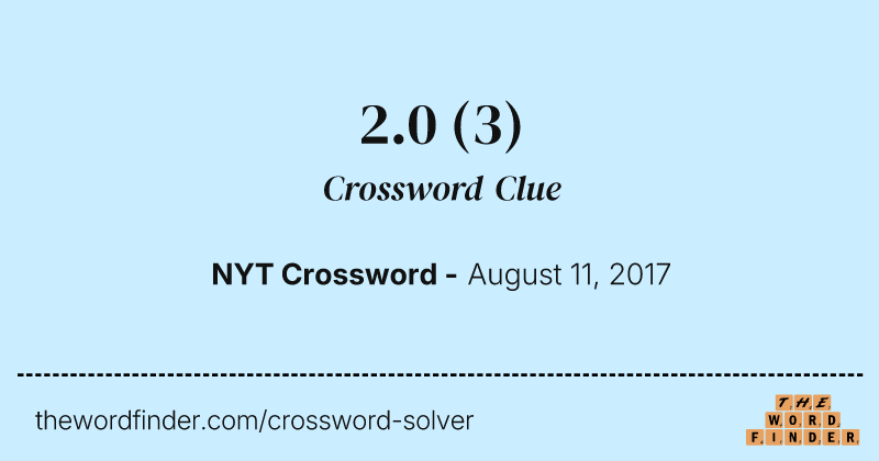 2.0 crossword clue image