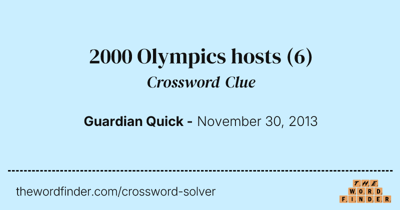 2000 Olympics hosts crossword clue image