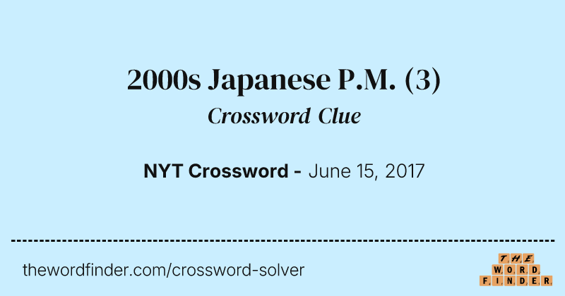 2000s Japanese P.M. crossword clue image