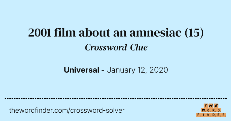 2001 film about an amnesiac crossword clue image
