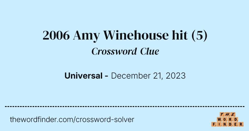 2006 Amy Winehouse hit crossword clue image