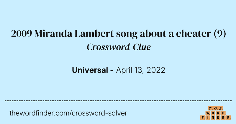 2009 Miranda Lambert song about a cheater crossword clue image