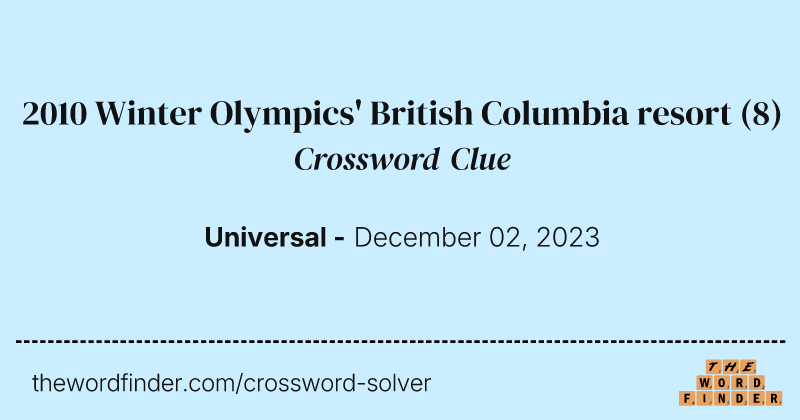 2010 Winter Olympics' British Columbia resort crossword clue image