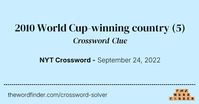 2010 World Cup-winning country crossword clue image